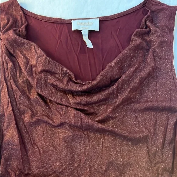 Laundry By Shelli Segal Burgundy Ruched Asymmetrical Tank Top - Picture 4 of 5